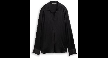 Tom Tailor - Crinkle satijnen blouse - Maat 34 - deep black
