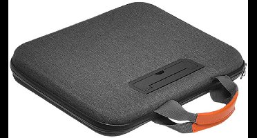 2-in-1 laptophoes en schoottafel met stoppers en boekenplank - schokbestendige en waterdichte harde buitenkant van koolstofvezel. Geschikt voor laptops van 14-15,3 inch.