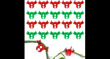 Brenzoos - Plantenclips - Set van 20 stuks, voor low-stress-training, 90 graden hoek - Rood en groen