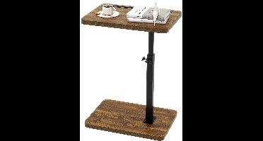 Sierra Bijzettafel, TVT003H C-vormige bijzettafel, 360° draaibare in hoogte verstelbare eindtafel voor kleine ruimtes, met sleuf voor telefoon en tablet, moderne kleine koffie-snacktafel voor bank/bed, retrobruin