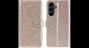 Ntech Hoesje Geschikt voor Samsung Galaxy A17 Hoesje Goud - met Pasjeshouder en Standaardfunctie – bookcase Portemonnee