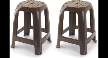 1x stuks opstap krukje/keukenkrukje/verhoger opstapjes taupe bruin 37 x 37 x 46,5 cm - Keuken/badkamer/kasten opstapjes of krukjes/zitjes