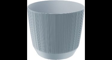 Prosperplast Plantenpot - stripe - steengrijs - kunststof - D13xH11 cm - voor binnen/buiten