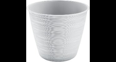 Prosperplast Plantenpot/bloempot Paintstripe - kunststof - wit - 15 x 12 cm - stijlvol