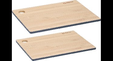 Set van 2x stuks snijplanken antraciet rand van bamboe hout - 23 x 30 cm en 28 x 38 cm