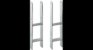2x H-anker 101x101x5mm - Grondanker - H Paalhouder Schutting - Paaldragers staal - Pergoladrager