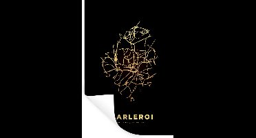 Muurstickers - Sticker Folie - België – Stadskaart - Goud - Kaart – Plattegrond – Charleroi - 20x30 cm - Plakfolie - Muurstickers Kinderkamer - Zelfklevend Behang - Zelfklevend behangpapier - Stickerfolie
