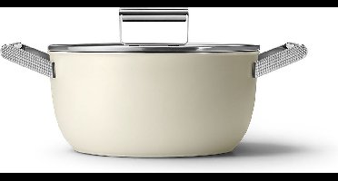 SMEG Kookpan met deksel Creme Mat - ø 24 cm / 4.6 Liter