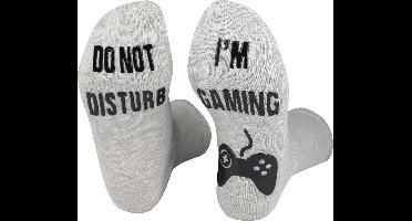 New Age Devi - Do Not Disturb - Im Gaming Grappige Katoenen Sokken voor Gamers Geweldig Kerstcadeau voor Liefhebbers van Gaming Geschikt voor Mannen Vrouwen Jongens en Meisjes Grijze Enkelsokken