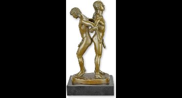 2 naakte mannen - Bronzen beeld - Erotisch sculptuur - 27 cm hoog