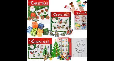 Kerst Knutselpakket - Kerst Knutselen met Kinderen - Knutselen Kerst Kinderen en Volwassenen - Maak Je Eigen Kerstboom, Vingerpopjes Kerst, Kerstslee, Prikblok Kerst, Stempelset Kerst - Vanaf 3 Jaar