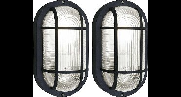 Benson Buitenlamp - 2x - ovaal - bulleye lamp - zwart - E27 - waterdicht IP54