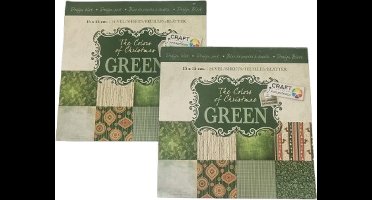 Craft Kerst Designblok Groen - Set van 2 blokken - 24 vellen met 24 designs - Craft Sensations - Deco Time - Christmas Designpad - Kerstmis Knutselen