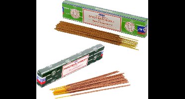 Satya Wierook cadeaus set - 2x geurstokjes - Patchouli en Patchouli Forrest geur - Meditatie