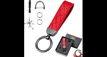 Luxe Leren & Metaal Sleutelhanger voor Volwassenen - Auto Sleutelhouder - Keychain met Karabijnhaak, Musketonhaak en Sleutelringen - Autosleutel voor Vrouwen, Mannen, Dames - Karabijnsluiting Sleutel hanger - Auto Accessoires -In Cadeau/Geschenk Doos