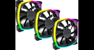 Montech AX120 PWM - Ventilatorhuis 3-pack - 120mm - 59 cfm - 800 - 1600 rpm - 27 dBA - 4-pin PWM - 3-pin ARGB - zwart