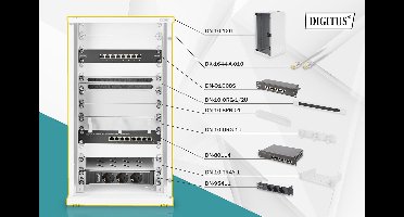 10 inch netwerkset, incl. 12HE wandbehuizing, grijs en diverse componenten