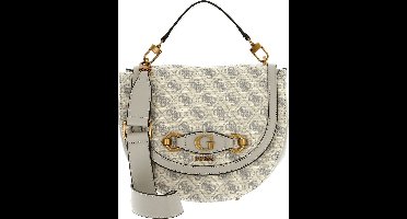 GUESS Schoudertas Izzy Flap Saddle Bag Dove Logo Beige
