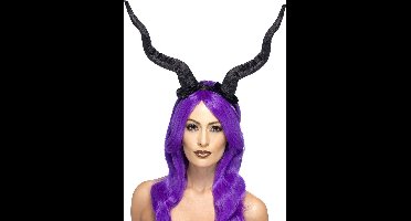 Smiffys - Demon Horns Hoorns haarband - Zwart