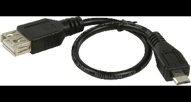 USB 2.0 Kabel Micro-B Male - USB A Female 0.20 m Zwart