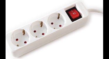 VALUE 3-voudige stekkerdoos met schakelaar, wit, 1,5 m