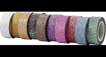 Glitter tape, B: 15 mm, diverse kleuren, 10x6 m/ 1 doos