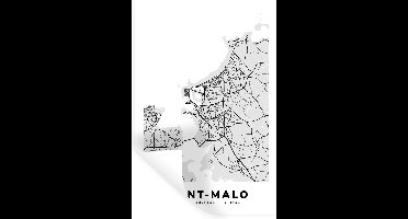 Muurstickers - Sticker Folie - Frankrijk – Plattegrond – Kaart – Saint-Malo – Stadskaart - 20x30 cm - Plakfolie - Muurstickers Kinderkamer - Zelfklevend Behang - Zelfklevend behangpapier - Stickerfolie