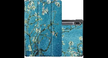 Hoes - Geschikt voor Samsung Galaxy Tab S8 - Dun & Stevig - Trifold Bookcase - Hard Cover - Hardcover Book Case - Tablet Hoesje - Bloesem