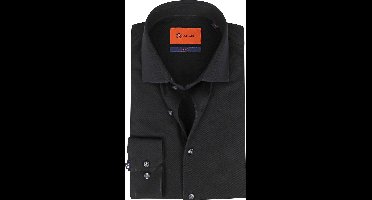 Suitable Overhemd Knitted Pique Zwart - Maat 42 - Heren - Casual Shirt