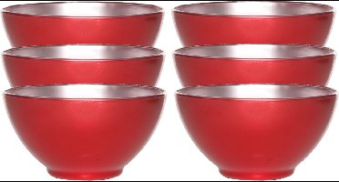 Luminarc Flashy keuken schaaltjes - 6x - rood/zilver - 50 CL - D13 cm - diepe schaaltjes - keuken/dessert/serveer