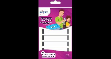 Avery Family gelamineerde etiketten, ft 8,5 x 1,7 cm, grijs, ophangbare etui met 24 etiketten