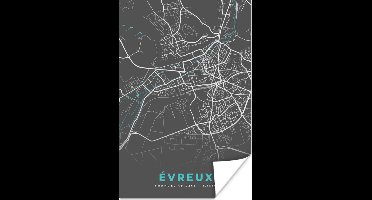 Poster Évreux - Plattegrond - Kaart - Stadskaart - Frankrijk - 20x30 cm