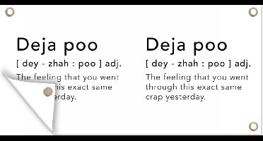 Tuinposter Spreuken - Quotes - The feeling that you went through this exact same crap yesterday - Deja vu - 60x30 cm - Tuindoek