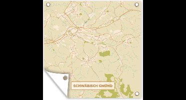 Tuinposters Stadskaart - Schwäbisch Gmünd - Plattegrond - Kaart - Vintage - 50x50 cm - Tuindoek