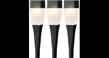 Set van 12x stuks solar tuinlamp/prikspot pilaar op zonne-energie 26 cm - Prikspots tuinverlichting