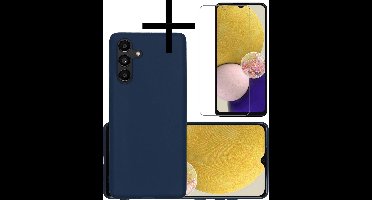 Hoesje - Met Screenprotector - Geschikt voor Samsung Galaxy A13 5G - Sterk & Shockproof - Back Cover - Siliconen Case - Telefoon Hoes - Donkerblauw