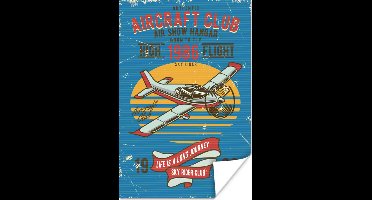 Poster Mancave - Vliegtuig - Vintage - Quotes - 20x30 cm - Vaderdag cadeau - Geschenk - Cadeautje voor hem - Tip - Mannen