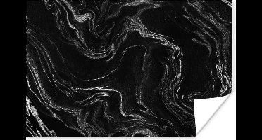 Poster Marmer - Zwart - Luxe - Zilver - 30x20 cm