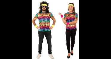 Jaren 80 & 90 Kostuum | Regenboog Trotse Strepen | Extra Small | Carnaval kostuum | Heren | Dames | Verkleedkleding