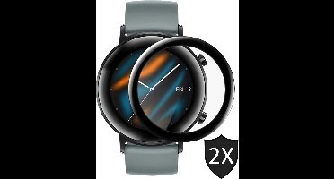 Screenprotector geschikt voor Huawei Watch GT 2 46mm - Full Tempered Glass - 2 Stuks