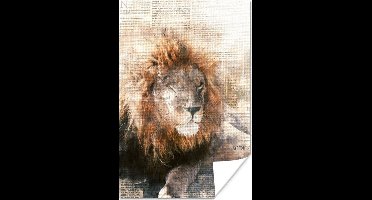 Poster Leeuw - Rook - Krant - 20x30 cm