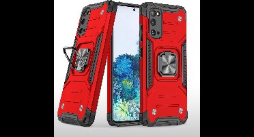 Hoesje Geschikt Voor Samsung Galaxy S20 Hoesje - Heavy Duty Armor hoesje Rood - Galaxy S20 silicone TPU hybride hoesje Kickstand ringhouder met Magnetisch Auto Mount