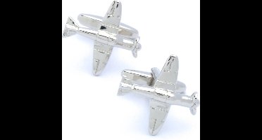 Manchetknopen - Sportvliegtuig met Propeller Zilverkleurig