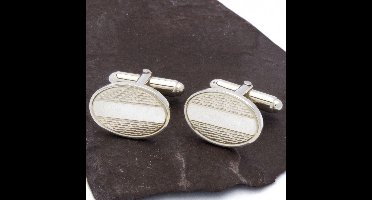Manchetknopen - Echt Zilver 925 Ovaal Horizontale Gravures