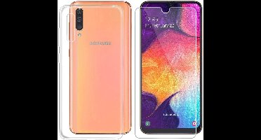 Ntech Hoesje Geschikt Voor Samsung Galaxy A70/A70s Hoesje Transparant Siliconen Case + Glazen Screenprotector