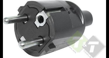 Stekker Prikkabel zwart, 230 Volt, Stekker rubber prik kabel, 16 Ampere