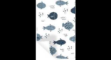 Muurstickers - Sticker Folie - Vissen - Patroon - Kinderen - Jongens - Meisjes - Baby - 20x30 cm - Plakfolie - Muurstickers Kinderkamer - Zelfklevend Behang - Zelfklevend behangpapier - Stickerfolie