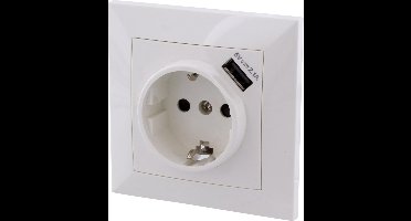 Q-LINK S2 Inbouw wandcontactdoos (wcd) 1-voudig RA + USB met afdekraam polar wit