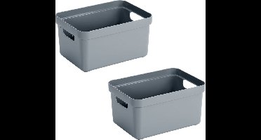 Sunware Opbergbox Sigma - 6x stuks - kunststof - blauw - 5 liter - Opbergbakken/opbergers - 25,2 x 18 x 12,2 cm