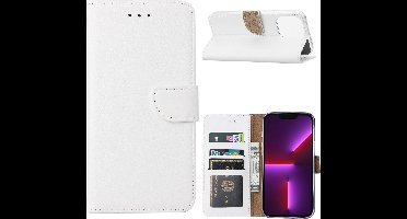 Hoesje Geschikt voor iPhone 14 Pro Max portemonnee Bookcase – Wit